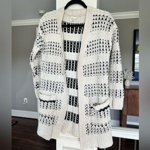 Black & White Chunky Knit Cardigan